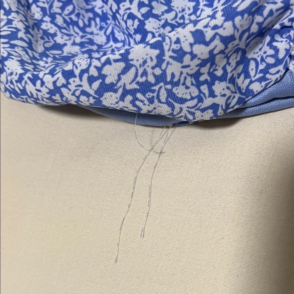 Elegant Blue Floral Ruched Mini Dress CE007 - Picture 9 of 11